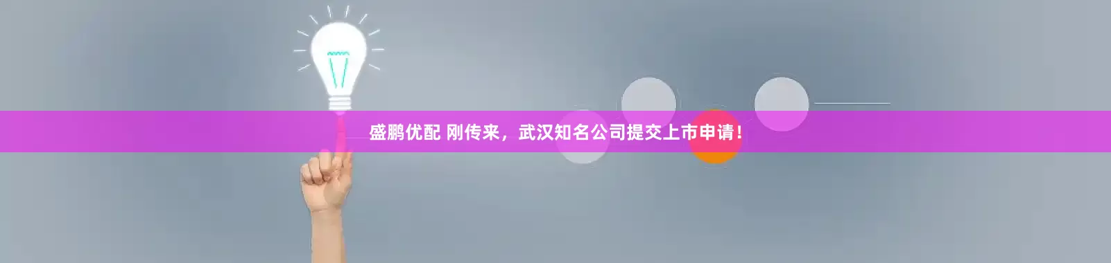 盛鹏优配 刚传来，武汉知名公司提交上市申请！